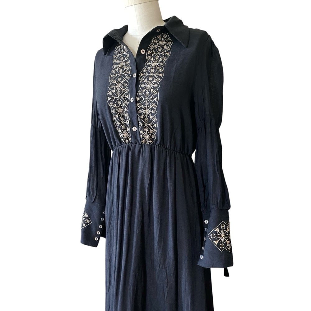1 LEFT! 🎉❤️ Boho x Renaissance Long Black Embroidered Dress - Picture 3 of 9